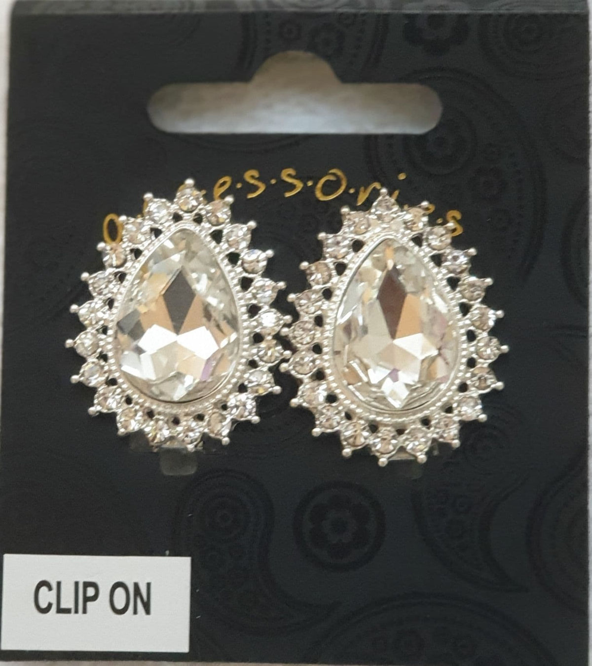 Silver Colour Crystal Clip On Earring by Clarissas Boutique
