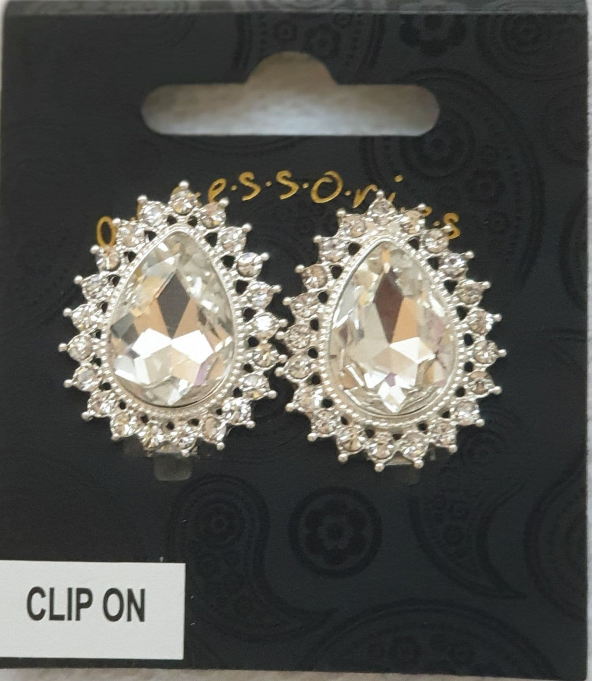 Silver Colour Crystal Clip On Earring by Clarissas Boutique