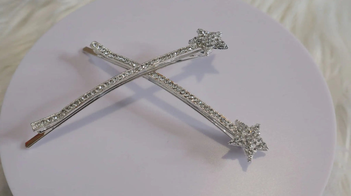 Silver Star Diamante Jewel Hair Clip by Clarissas Boutique London