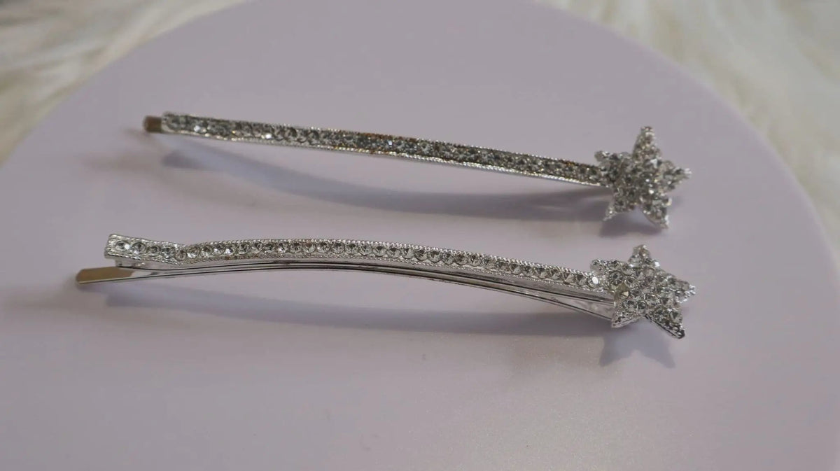 Silver Star Diamante Jewel Hair Clip by Clarissas Boutique London