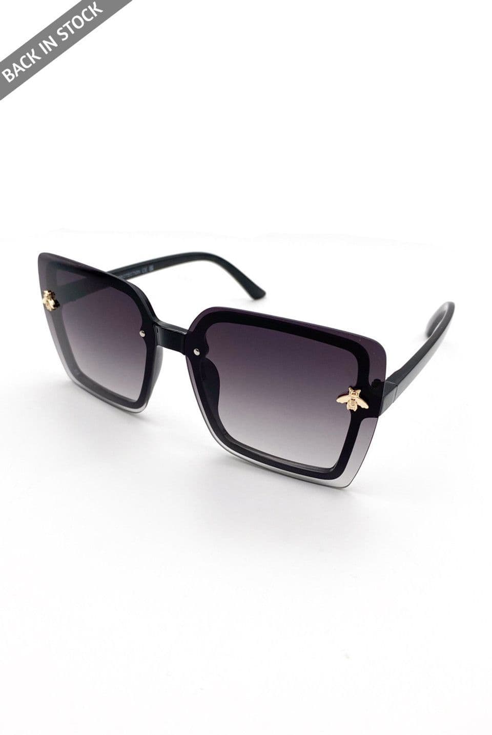 Square Ombre Sunglasses With Gold Bee by Clarissas Boutique