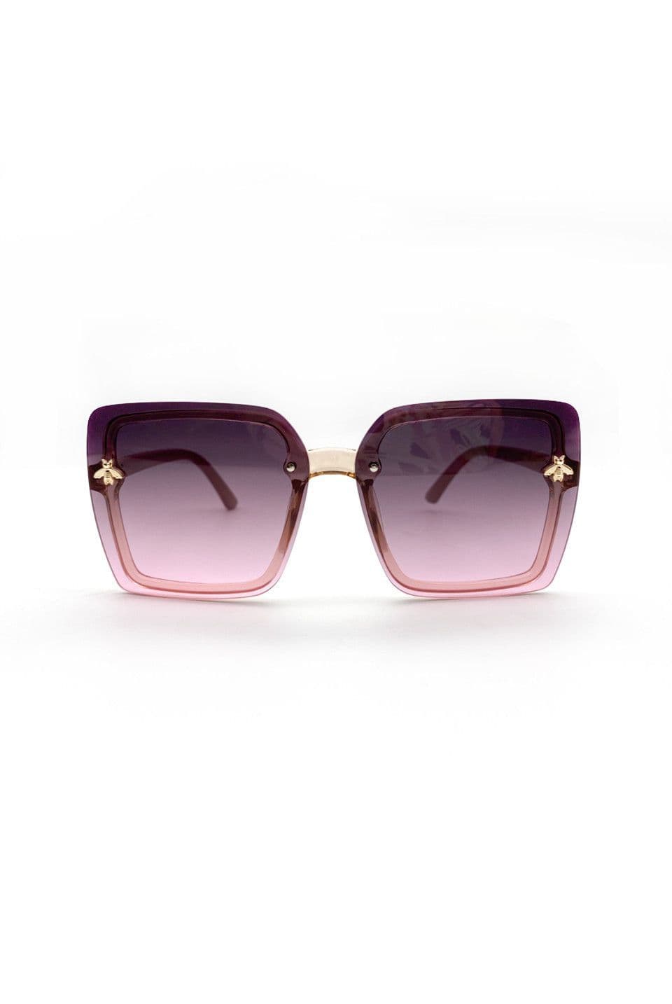 Square Ombre Sunglasses With Gold Bee by Clarissas Boutique