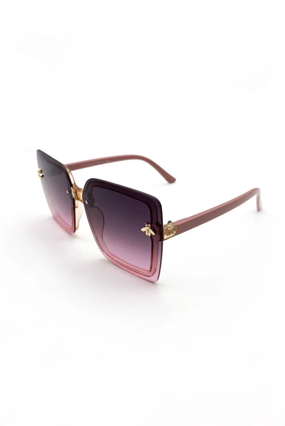 Square Ombre Sunglasses With Gold Bee by Clarissas Boutique