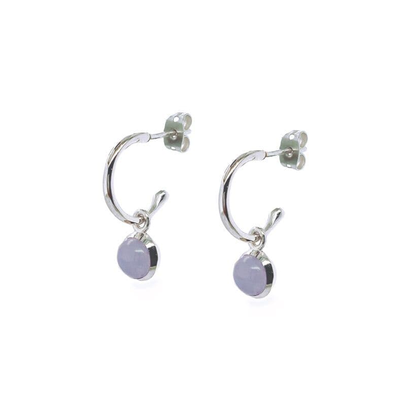 Starling Blue Lace Agate Mini Hoop Earrings by Clarissas Boutique