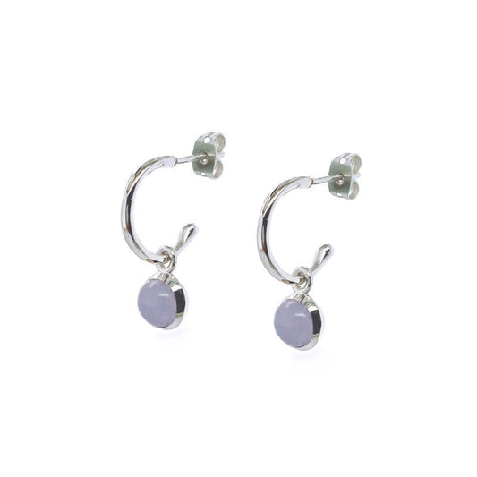 Starling Blue Lace Agate Mini Hoop Earrings by Clarissas Boutique