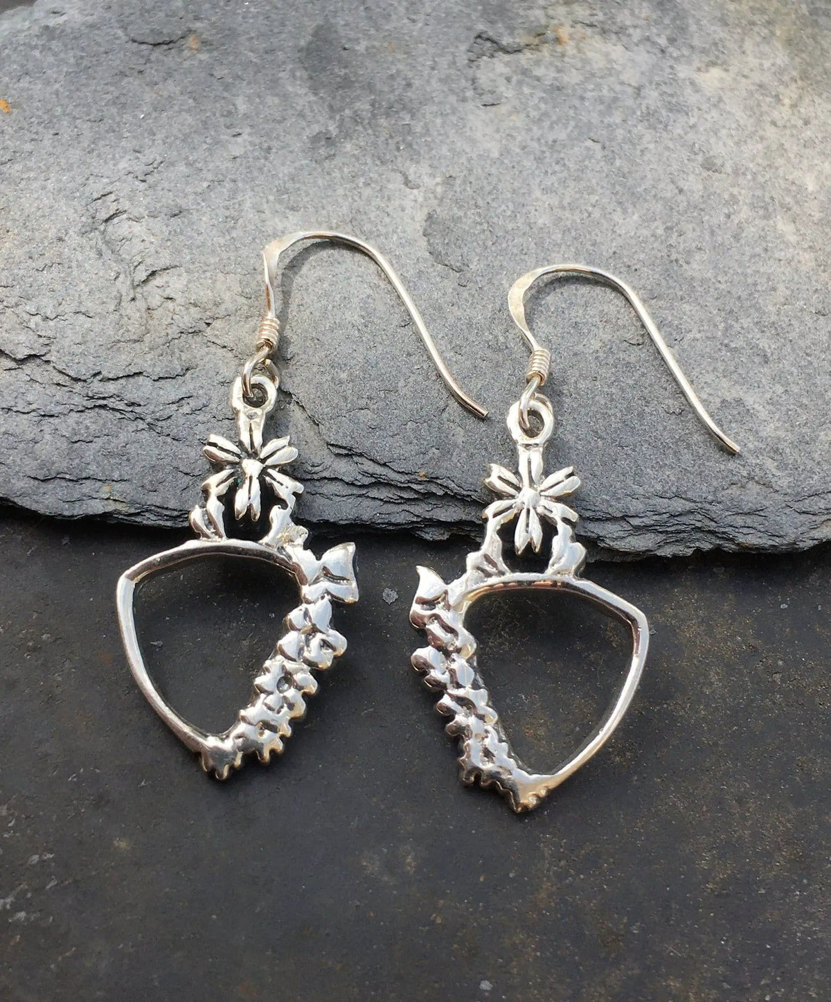 Sterling Silver Offset Heart & Flower Earring With A Lovely White Box by Clarissas Boutique