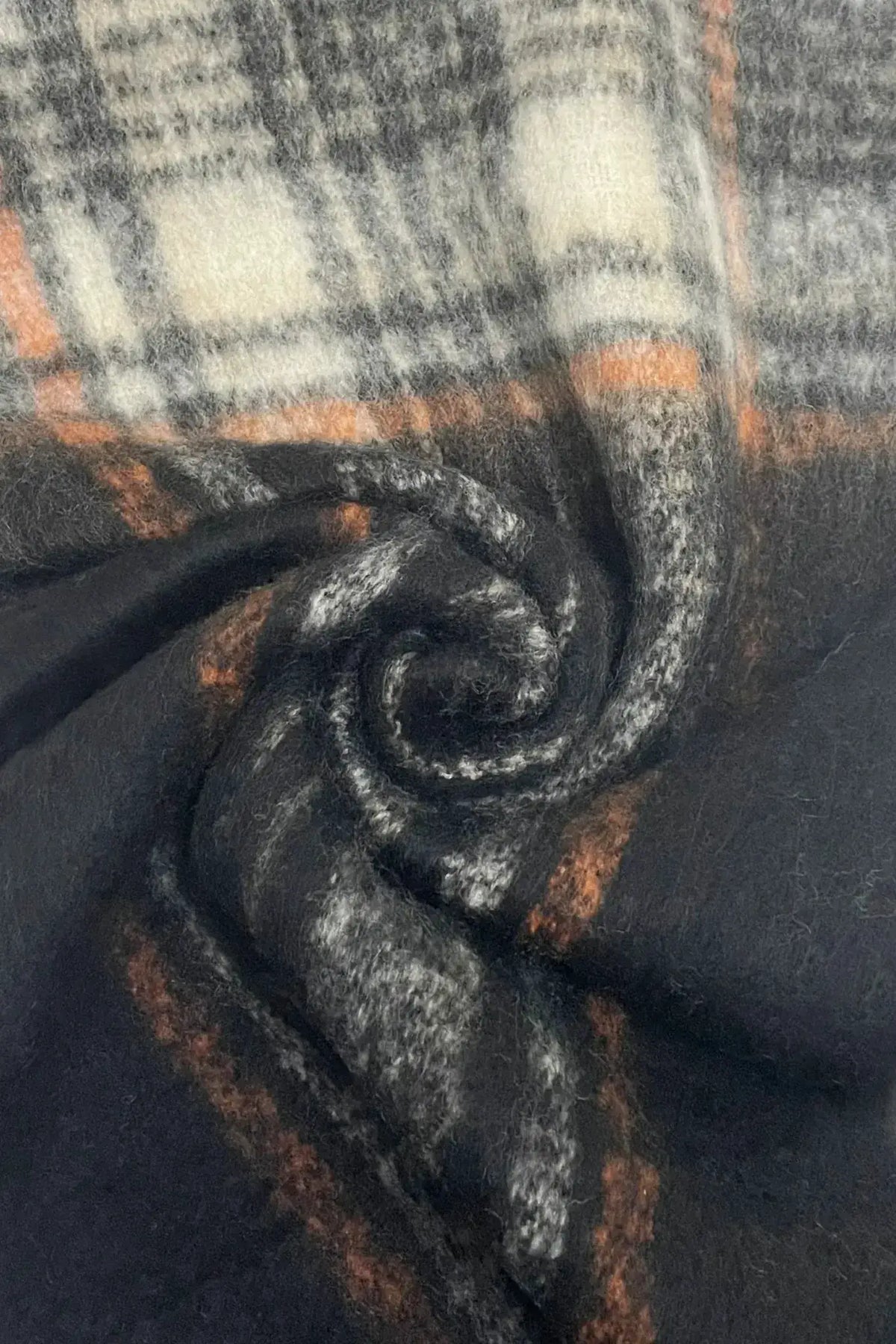 Stripe Check Soft Blanket Tassel Scarf - Black by Clarissas Boutique
