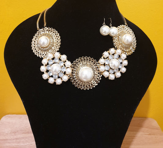 Stunning Gold Plated Infused With Pearls And Fashion Cryal Tones by Clarissas Boutique