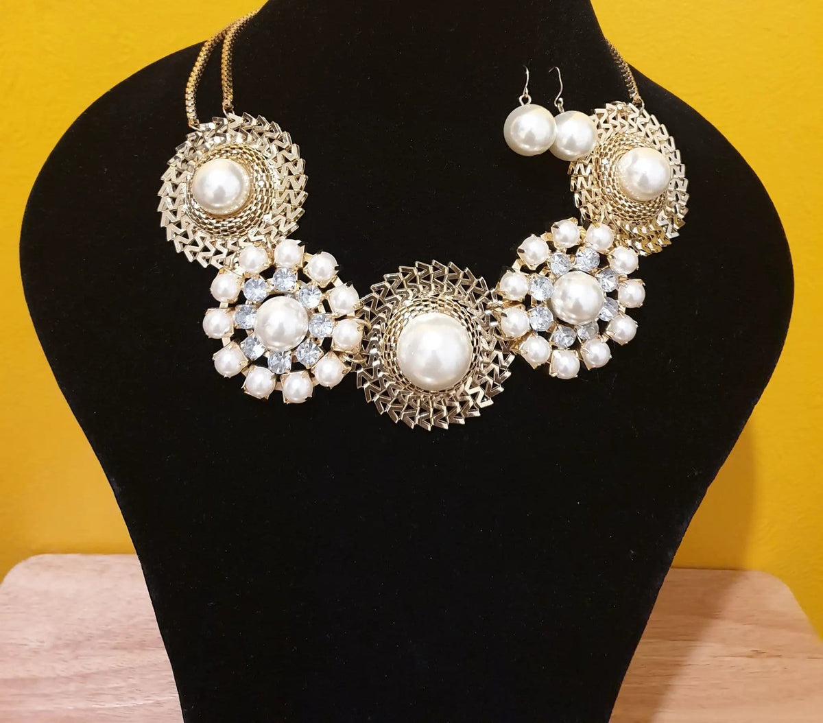 Stunning Gold Plated Infused With Pearls And Fashion Cryal Tones by Clarissas Boutique