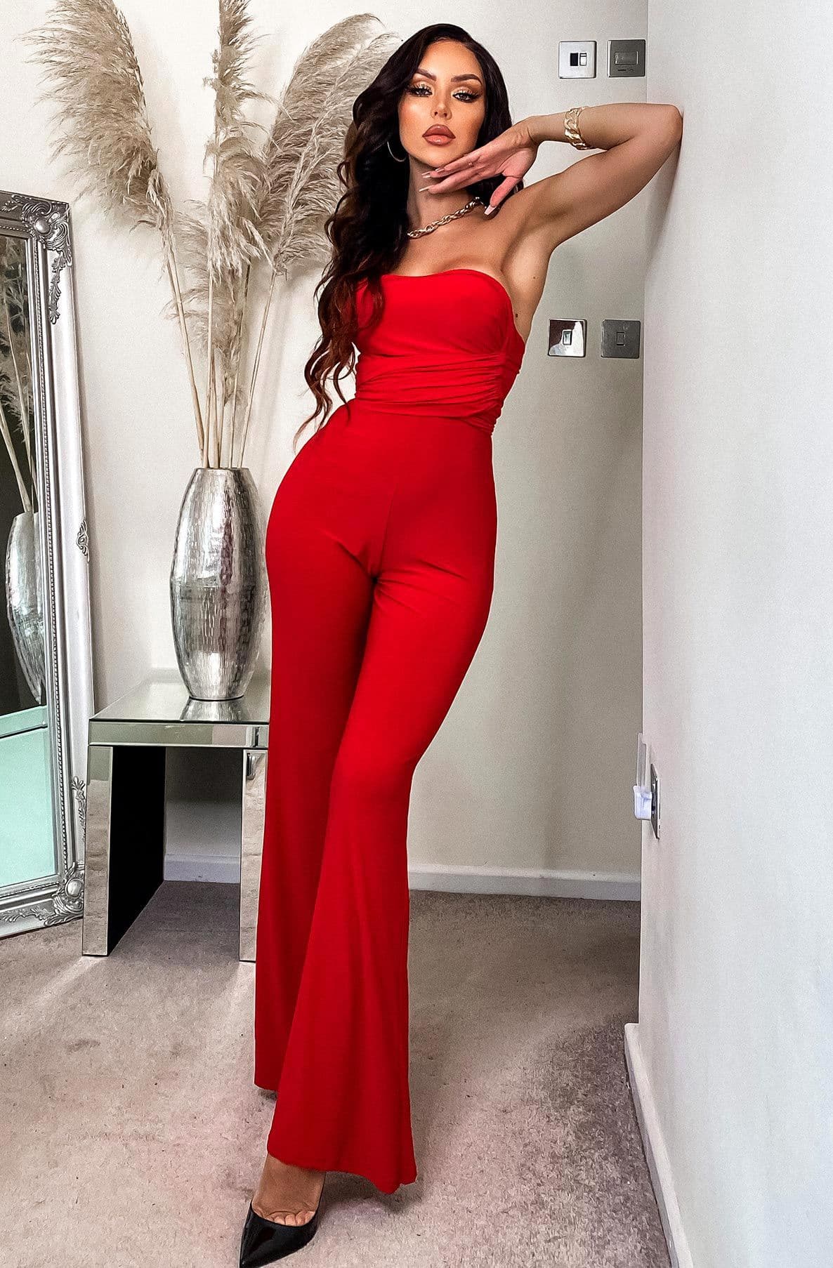 Timeless Love NESSA BANDEAU TIE UP WIDE LEG JUMPSUIT by Clarissas Boutique London