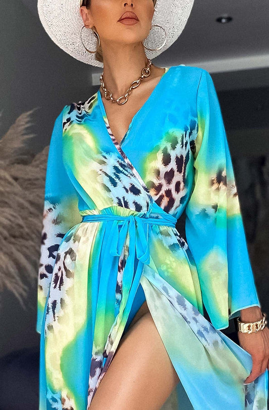 Turquoise Ivanna Beach Cover Up Maxi Wrap Dress by Clarissas Boutique London