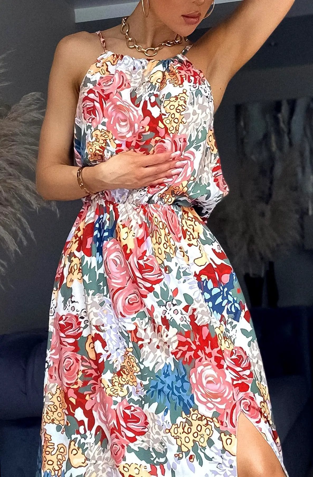 VANA SIDE SLIT FLORAL MAXI DRESS by Clarissas Boutique London