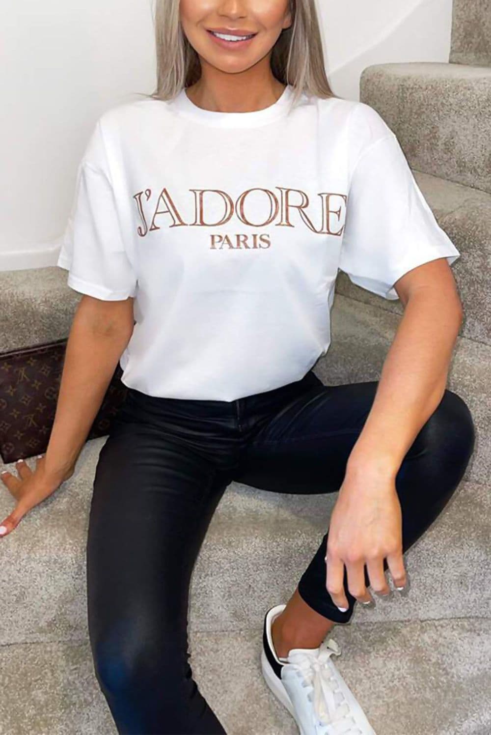 White J' Adore Paris Over-Sized Tee by Clarissas Boutique London