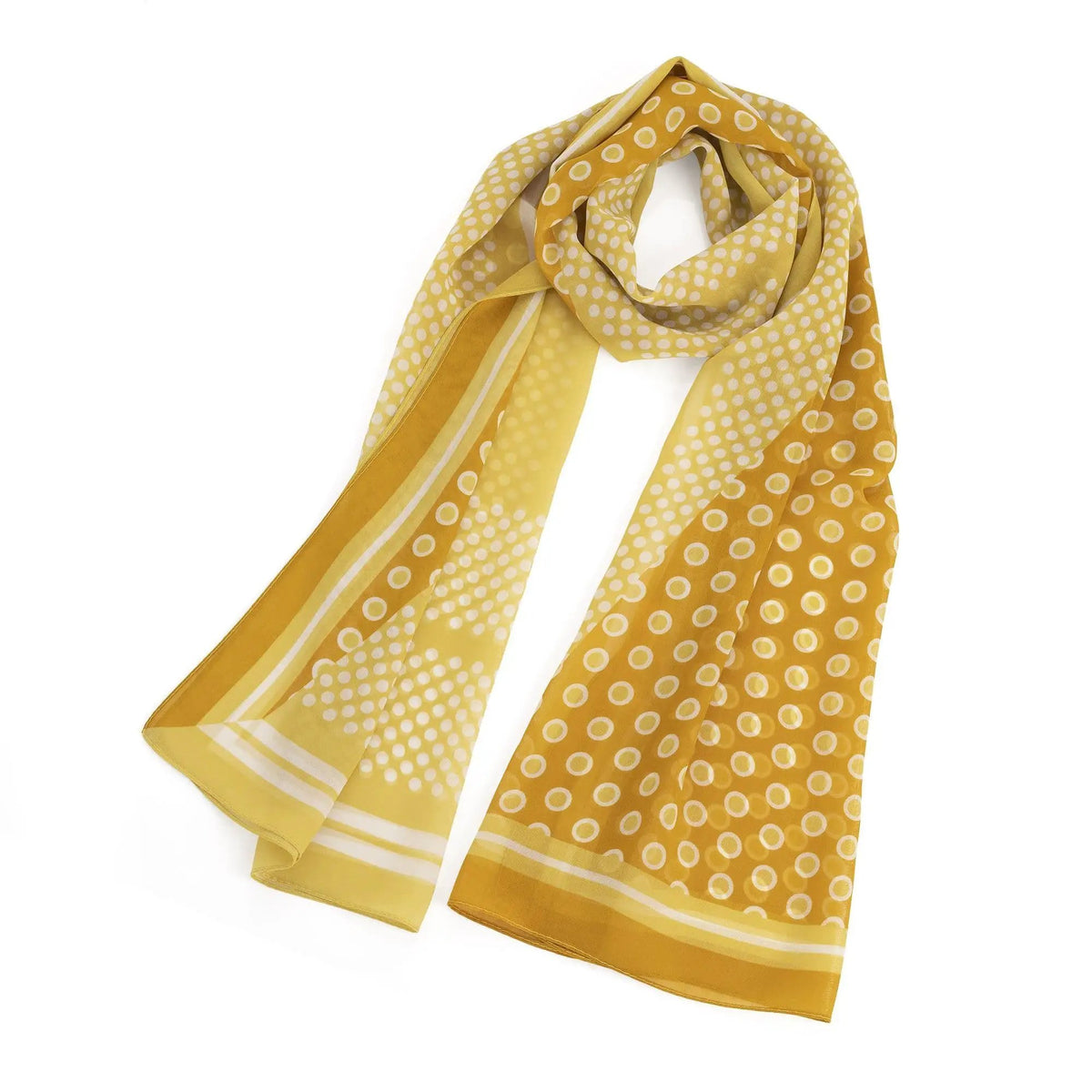 Yellow and white polka dot design scarf. SC33284 by Clarissas Boutique