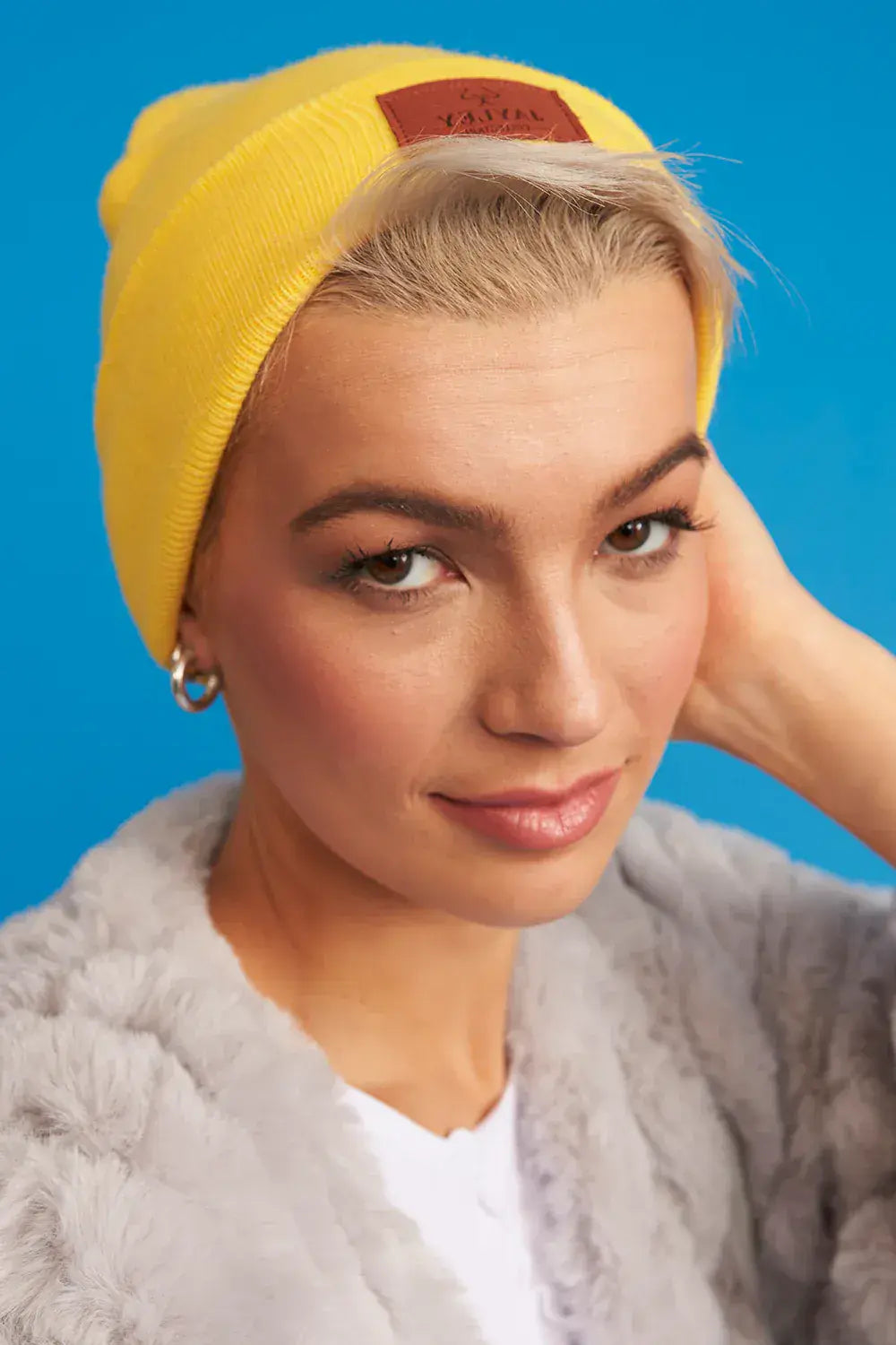 Yellow - Wool Blend Knitted Beanie Hat by Clarissas Boutique