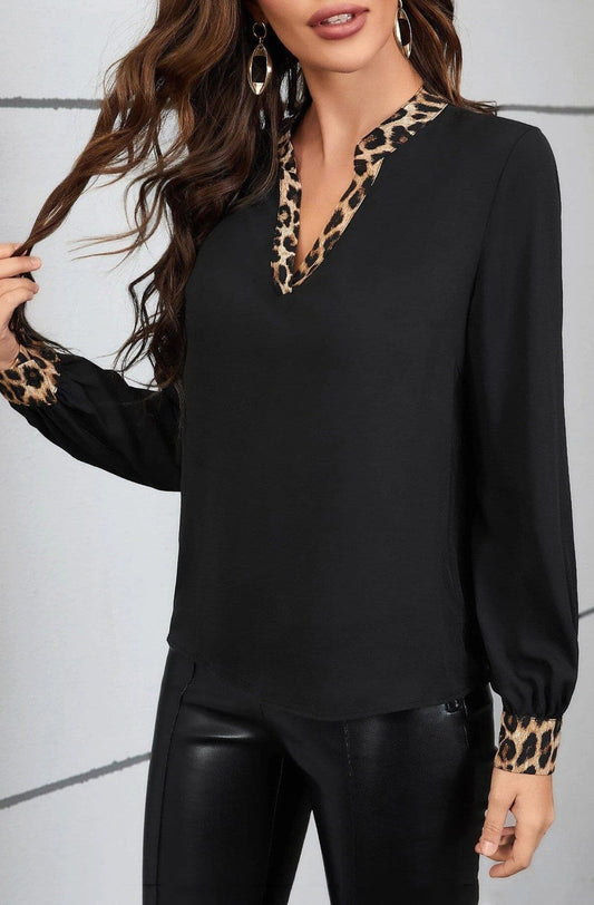 Zahara Plus Size Contrast Leopard Print Blouse Top by Clarissas Boutique London